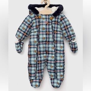 Guess baby hooded faux shearling snowsuit 0-3
